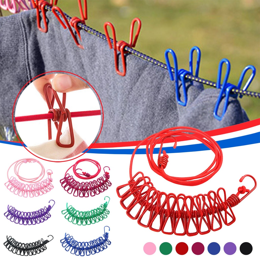 Portable Clothing clothesline with 12 clips