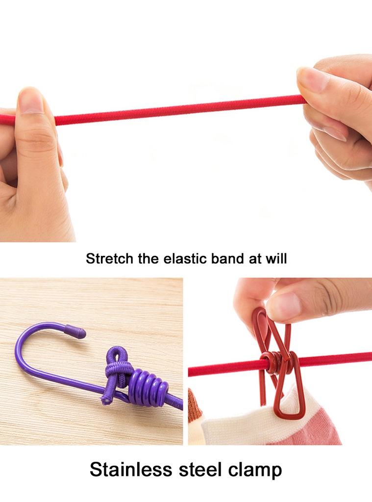 Portable Clothing clothesline with 12 clips
