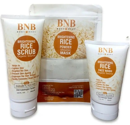 BNB Brightening Glow Kit Rice Scrub Face Wash + Mask (Pack Of 3)