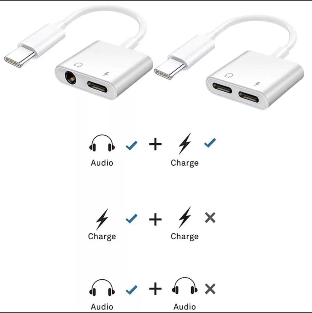 GAMING ADOPTER C TYPE CONNECTOR TWO IN ONE C TYPE PLUS 3.5mm 2 IN 1 HEADPHONE for All ANDROID CONVERTER