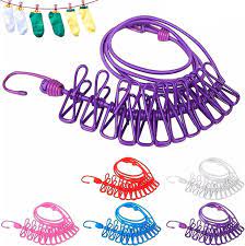 [30124] Portable Clothing clothesline with 12 clips